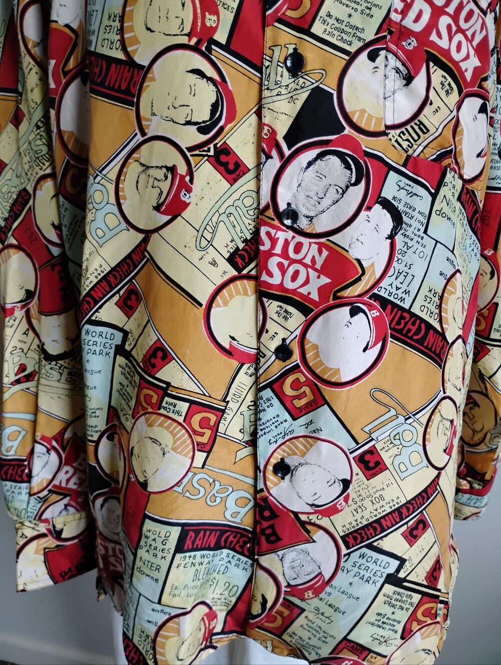 Robert Stock Silk Button Up Shirt Vintage Boston Red Sox Baseball Colorful Sz Lg - Picture 3 of 15